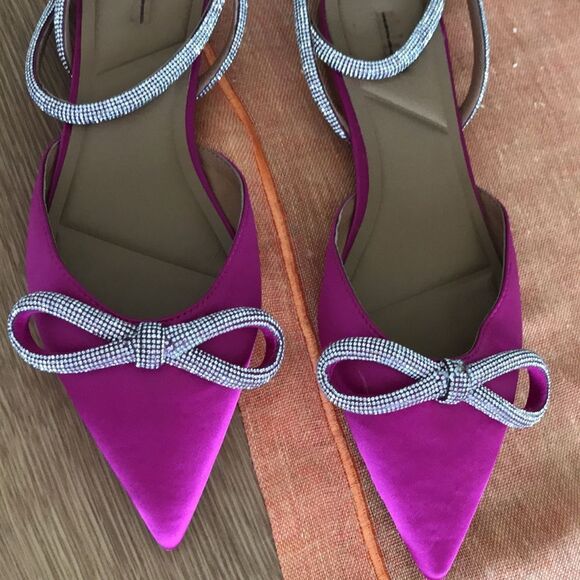 Bibi Lou x Anthropologie Pink Flats with Bow size 8 - Picture 6 of 16